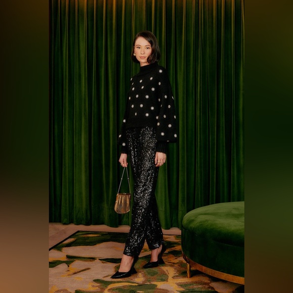 Farm RiO Sequin Pajama Pants XXS Black - Picture 1 of 9